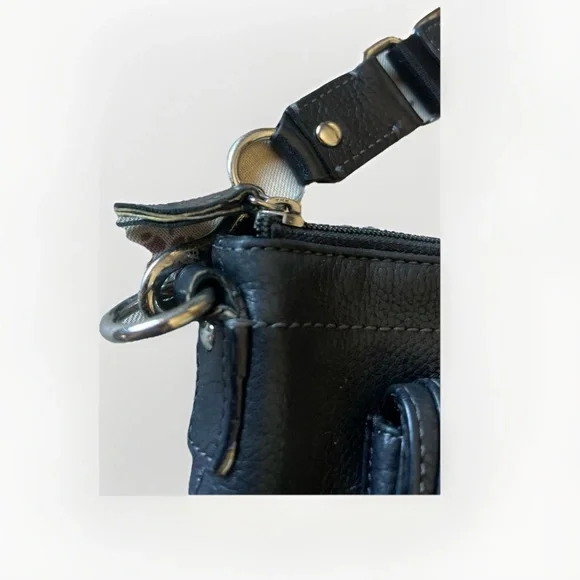 Coach Black Leather Swingpack Crossbody Turn Lock Pocket - Picture 7 of 11